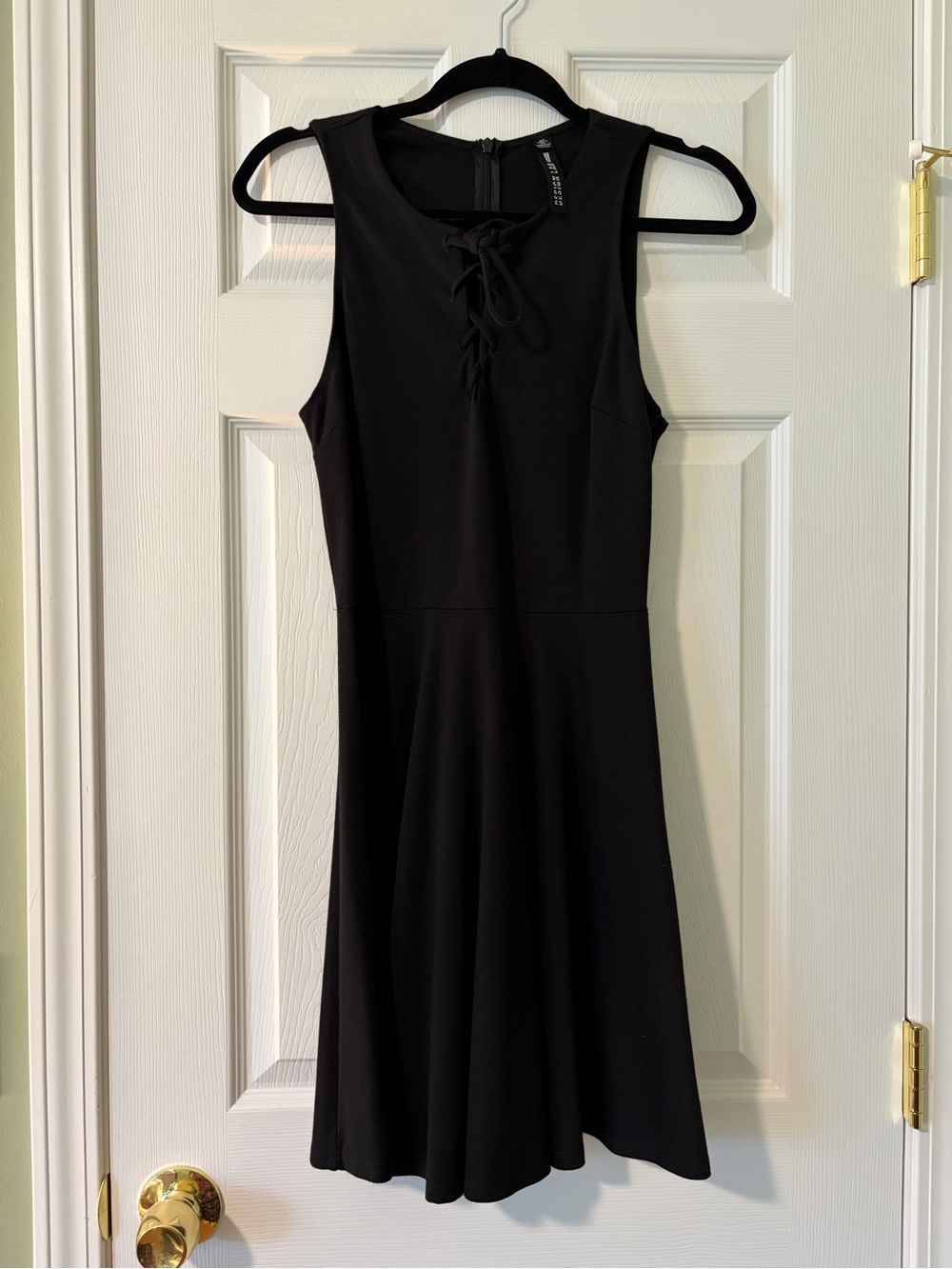 Black Sleeveless Lace-Up Fit & Flare Mini Dress
